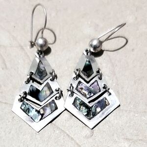 COPY - Vintage Mexican Taxco 925 Sterling Silver & Abalone/Mother  Of Pearl Ear…
